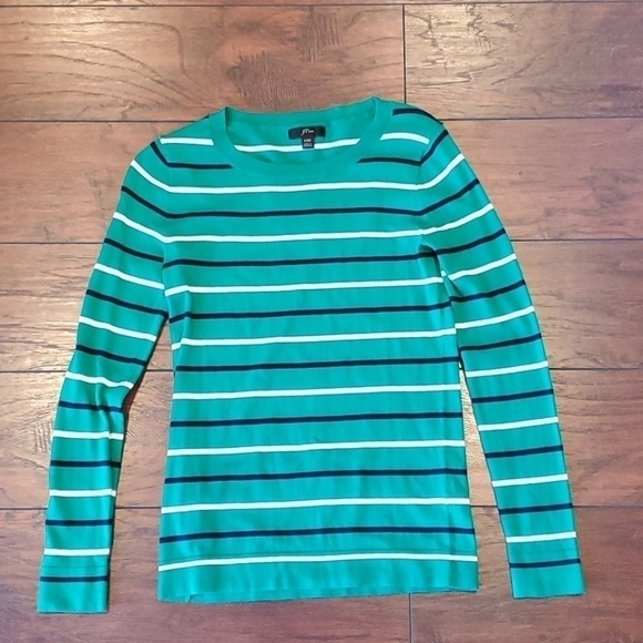 NWOT J. Crew Multicolor Stripe Pullover Sweater long sleeves - Picture 2 of 8